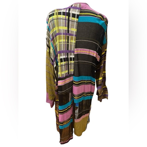 Chacock PARIS France vintage Long Colorful Open Front Sweater Cardigan - Picture 3 of 6